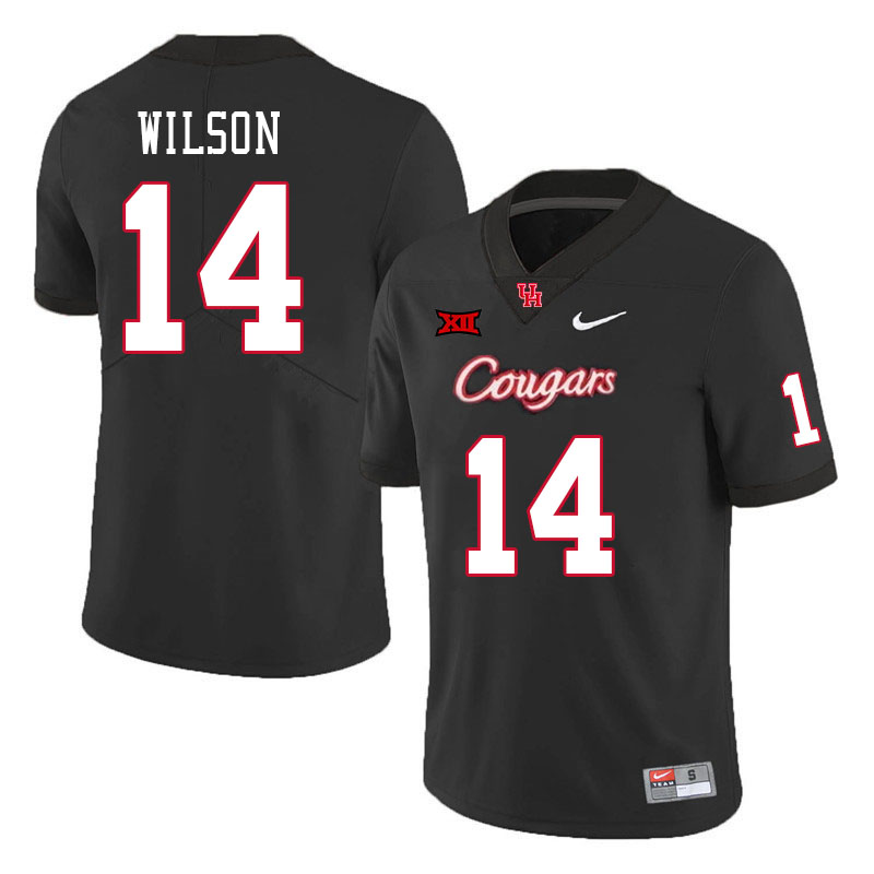 Men #14 Jonah Wilson Houston Cougars Big 12 XII College Football Jerseys Stitched-Black - Click Image to Close